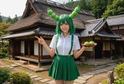 東北の古民家・直屋の屋敷構えを案内するずんだもん(画像はあくまでAIによるイメージなのだ)