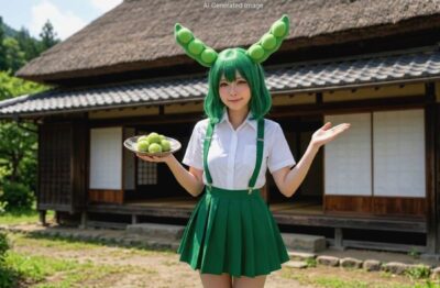 東北の伝統的な家屋・直屋の奥深さを学ぶずんだもん(画像はあくまでAIによるイメージです。)