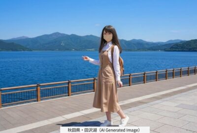 筆者、田沢湖より(という設定のAI画像です😅)(鉄道唱歌 秋田編の解説)
