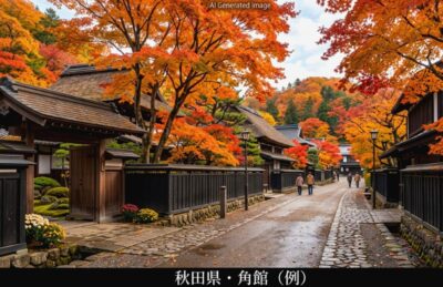 秋田県・角館のイメージ(画像はあくまでAIによるイメージです。)(鉄道唱歌 秋田編の解説)