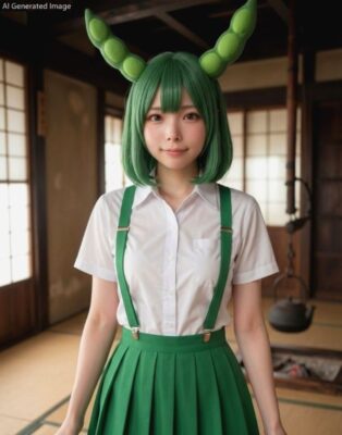 東北の古民家・直屋の囲炉裏端とずんだもん(画像はあくまでAIによるイメージなのだ)