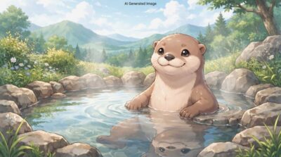 「いやいや、カワウソ先生、やっぱり温泉に入ってるんですかぁ〜っ！」って感じですよね😁（日本の温泉の歴史の解説）