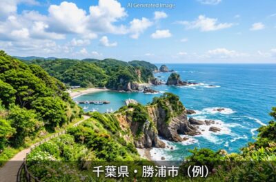 千葉県勝浦市の海の景色のイメージ（画像はあくまでAIによるイメージです。）