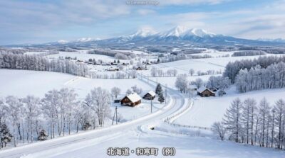 宗谷新幹線が停車する候補となるであろう和寒町ののどかな町並み(画像はあくまでAIによるイメージです。)