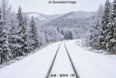 北海道・塩狩峠(画像はあくまでAIによるイメージです。実物・実際の景色ではありませんので、ご了承ください。)