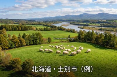 北海道士別市の景色のイメージ(画像はあくまでAIによるイメージです。実物・実際の景色ではありませんので、ご了承ください。)