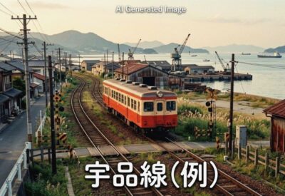 かつての宇品線（画像はあくまでAIによるイメージです。）