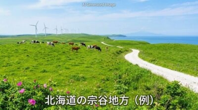 雄大な景色を誇る宗谷地方のイメージ図(画像はあくまでAIによるイメージです。)
