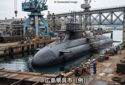 広島県呉市の景色のイメージ（画像はあくまでAIによるイメージです。実物・実際の景色ではありませんので、ご了承ください。）
