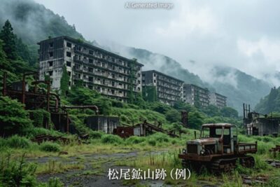 松尾鉱山跡のイメージ（画像はあくまでAIによるイメージです。）（松尾鉱業鉄道の歴史関連）