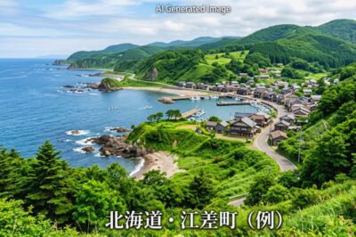 江差町の景色の例（画像はあくまでAIによるイメージです。）