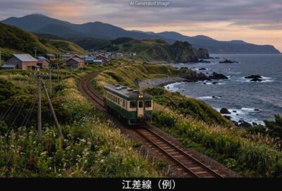 かつての江差線（画像はあくまでAIによるイメージです。）