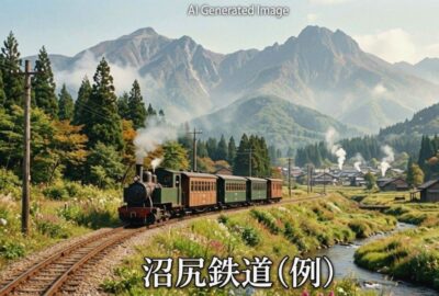 火山から採掘された硫黄を運搬するために活躍した沼尻鉄道のイメージ