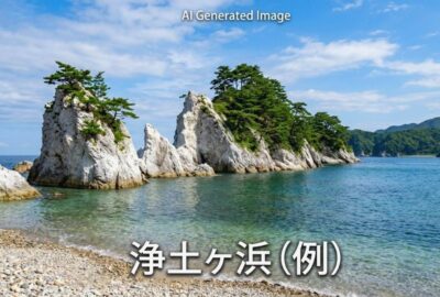 浄土ヶ浜のイメージ(画像はあくまでAIによるイメージです。)