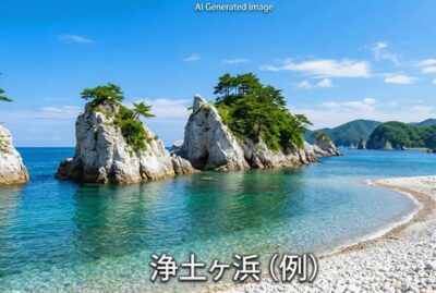 浄土ヶ浜のイメージ(画像はあくまでAIによるイメージです。)