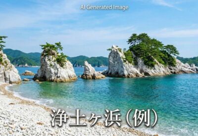 浄土ヶ浜のイメージ(画像はあくまでAIによるイメージです。)