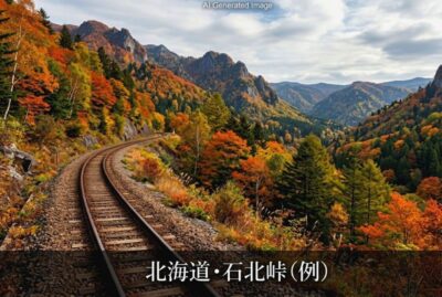 北海道・石北峠の例(画像はあくまでAIによるイメージです。実物・実際の景色ではありませんので、ご了承ください。)
