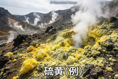 硫黄のイメージ（画像はあくまでAIによるイメージです。）（松尾鉱業鉄道の歴史関連）