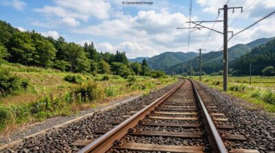 線路の幅が広い「広軌」はスピードが出やすいが、コストは上がる。逆に、狭軌であればスピードは出にくいが小回りが効いてコストが下がるため、歴史的に(カーブや山岳地帯の多い)日本の在来線では狭軌が採用された(画像はあくまでAIによるイメージです。)(山形新幹線の歴史解説)