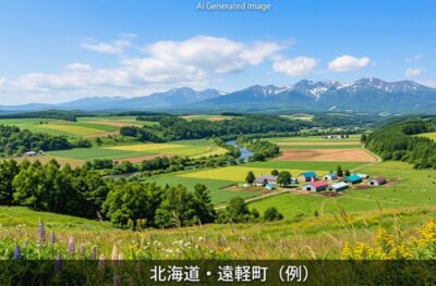遠軽の景色の例(画像はあくまでAIによるイメージです。実際の景色等ではありませんので、ご了承ください。)