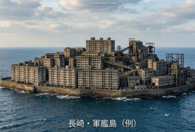 長崎県・軍艦島のイメージ（画像はあくまでAIによるイメージです。）