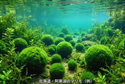 阿寒湖のマリモ(画像はあくまでAIによるイメージです。)